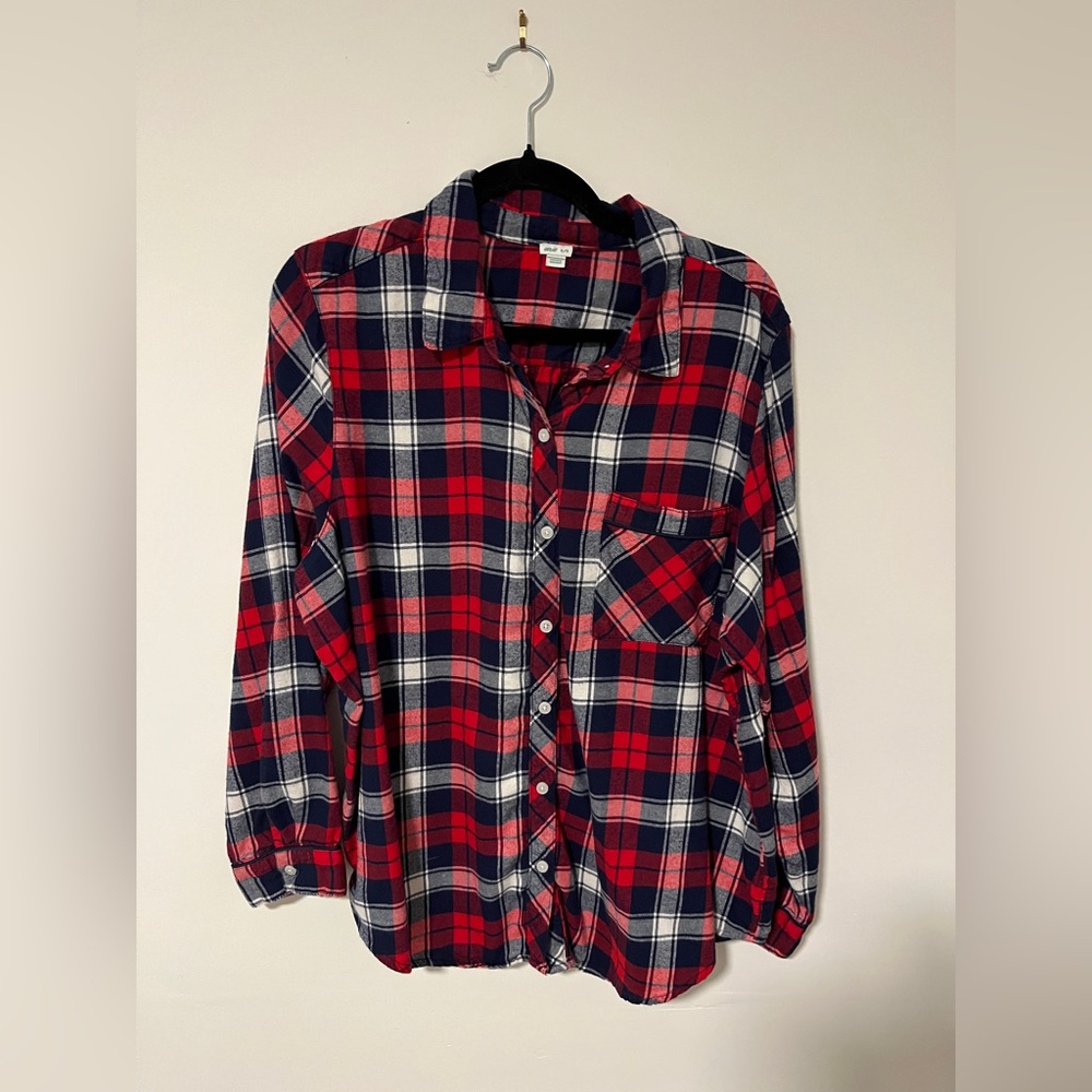 Aerie Red and blue plaid button down